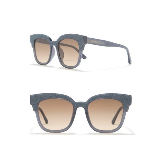 Jimmy Choo Womens Gray Silver Glitter Cats Eye 50 mm UV Sunglasses with Case New main image 8